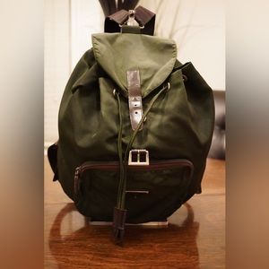 Prada authentic dark green nylon backpack